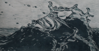 Wave. Woodcut
