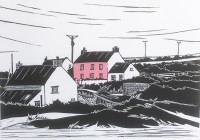 Pink House - woodcut Pink House - woodcut
