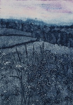 Leckhampton Dawn - collagraph Leckhampton Dawn